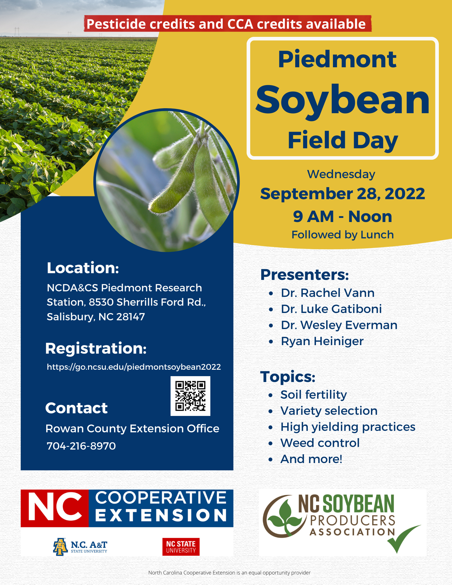 Piedmont Soybean Field Day. Wednesday September 28, 2022. 